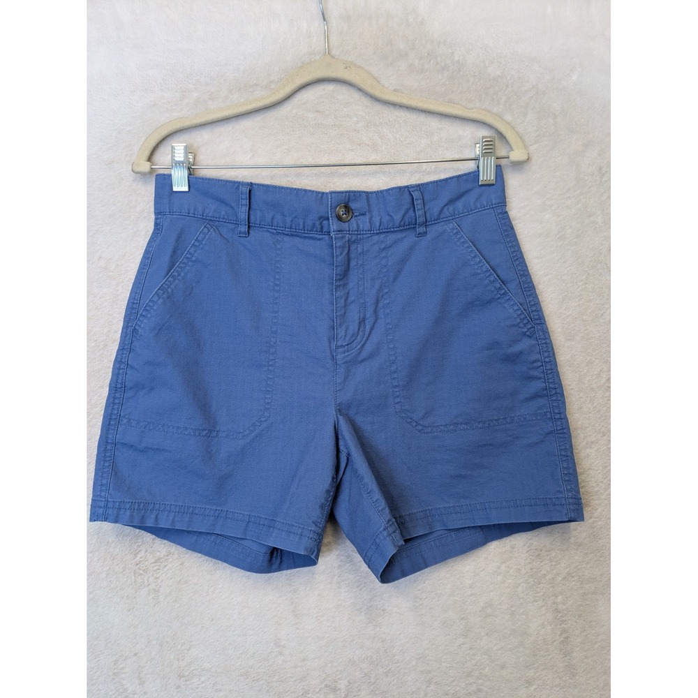 Eddie Bauer‎ Chino Shorts Women's 2 Blue Mid Rise 5 Inch Inseam Outdoor Utility